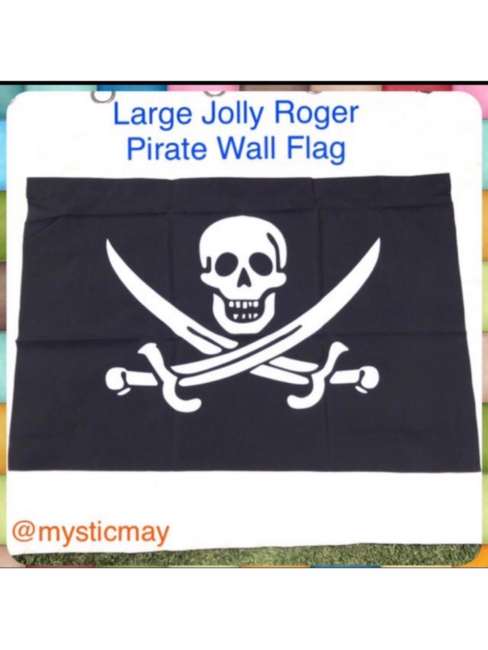 NEW Large Black JOLLY ROGER PIRATE FLAG 37x25 Wall Hanging Skull & Crossbones
